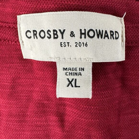 Crosby & Howard Men’s Henley Shirt Long Sleeve Red XL - Picture 2 of 9